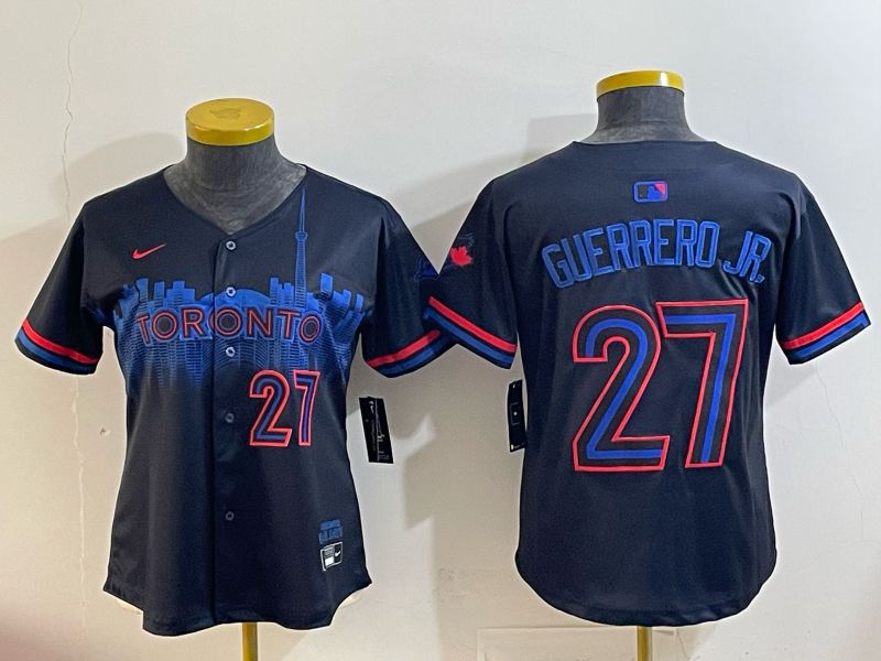 Women 2025 Toronto Blue Jays #27 Guerrero jr black Joint Name Nike MLB Jersey style 002->women mlb jersey->Women Jersey